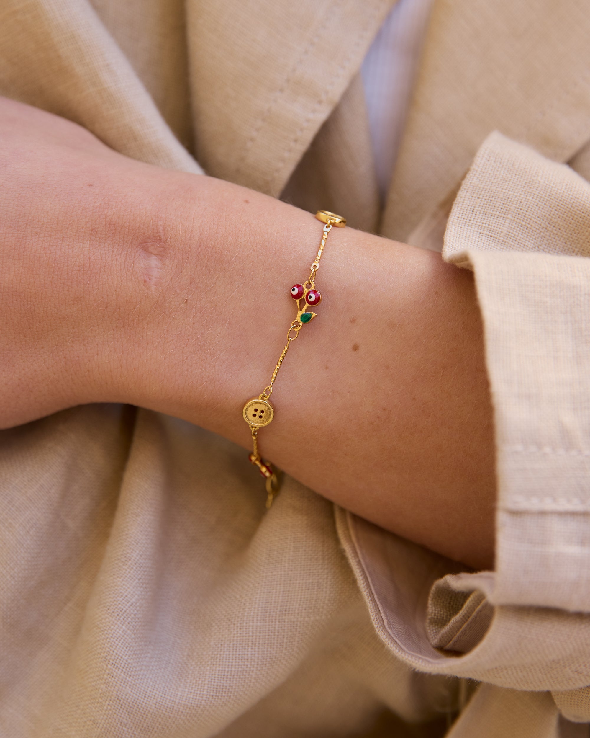 Cherry Button Bracelet