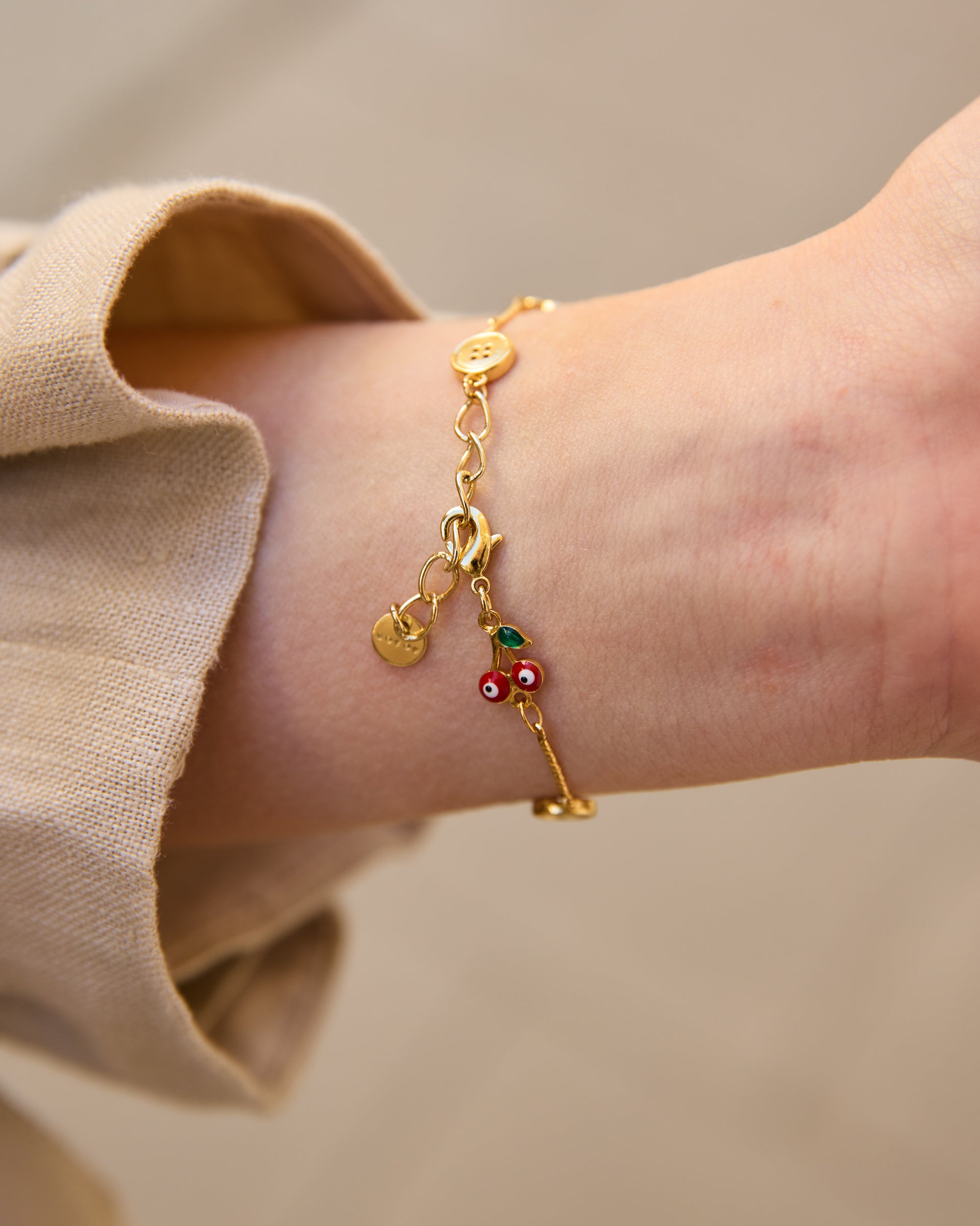 Cherry Button Bracelet