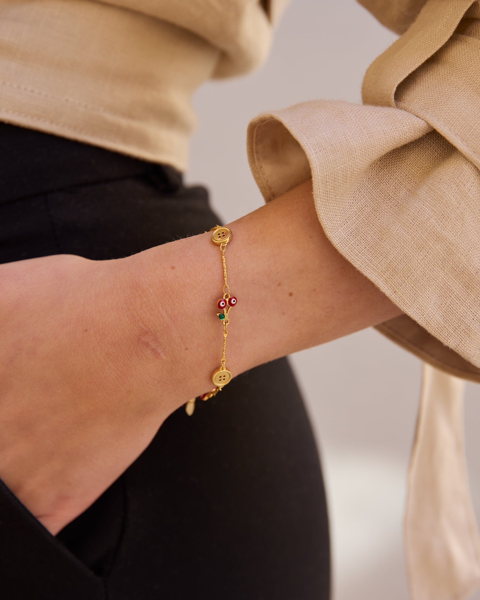 Cherry Button Bracelet