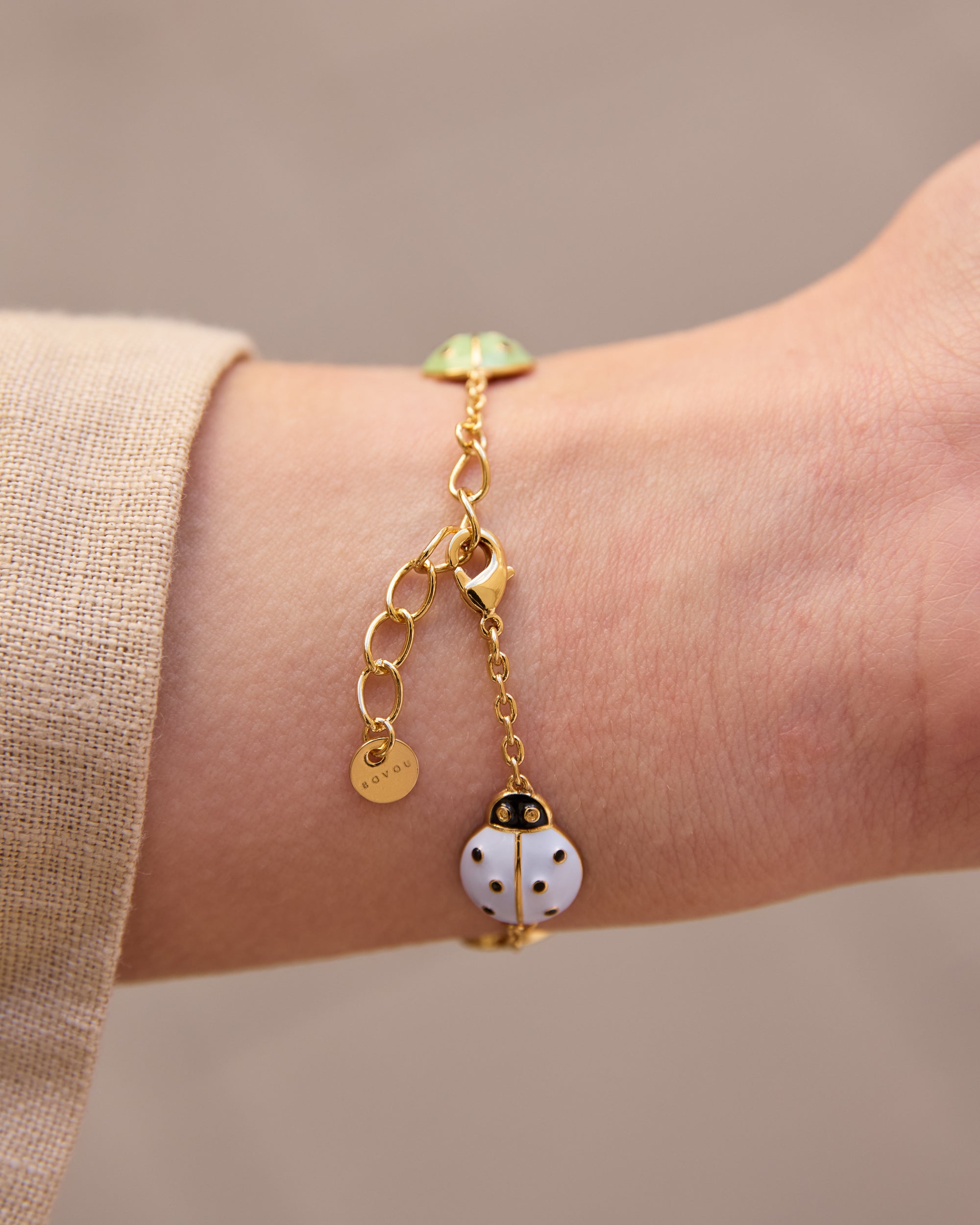 Ladybird & Button Charm Bracelet
