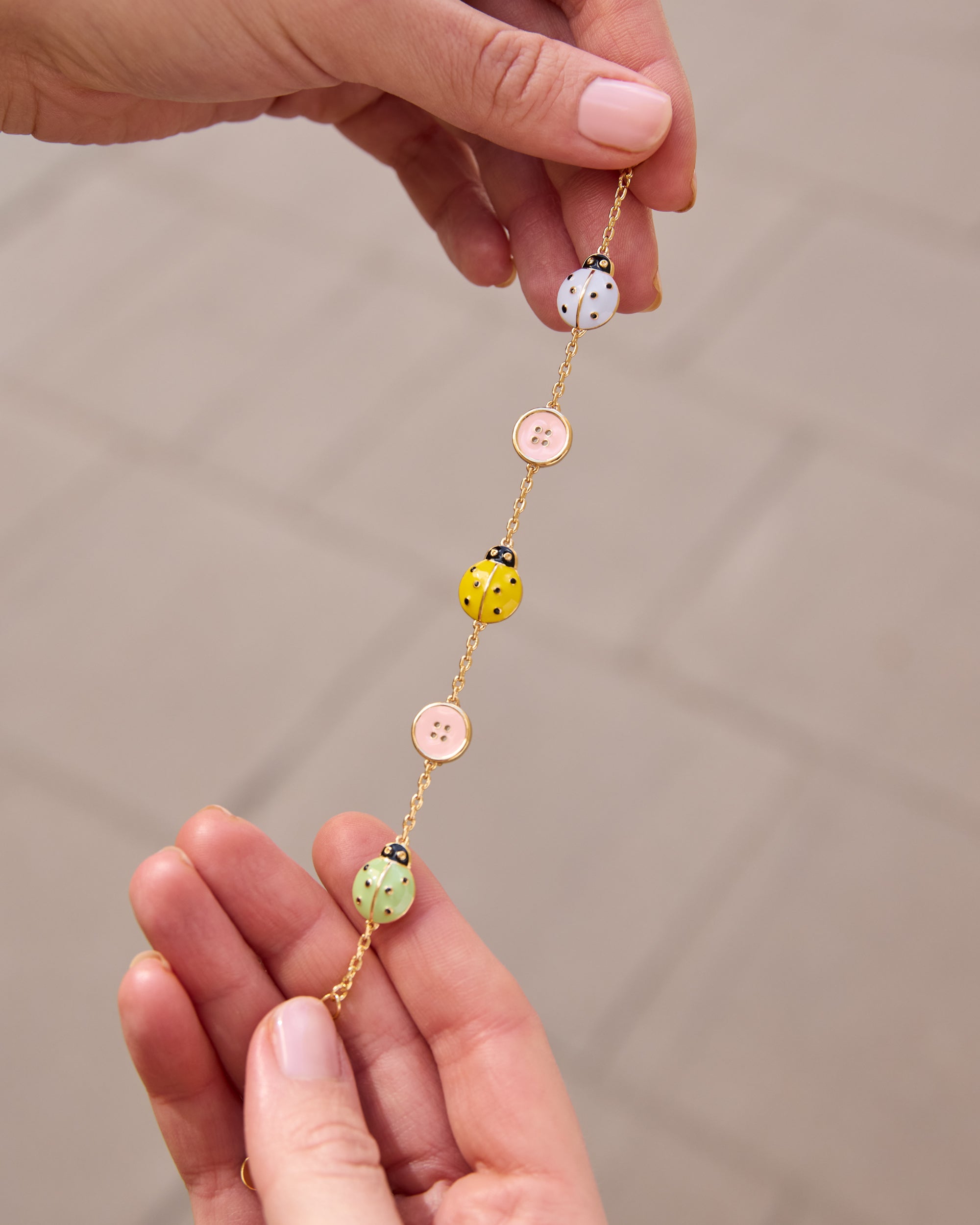 Ladybird & Button Charm Bracelet