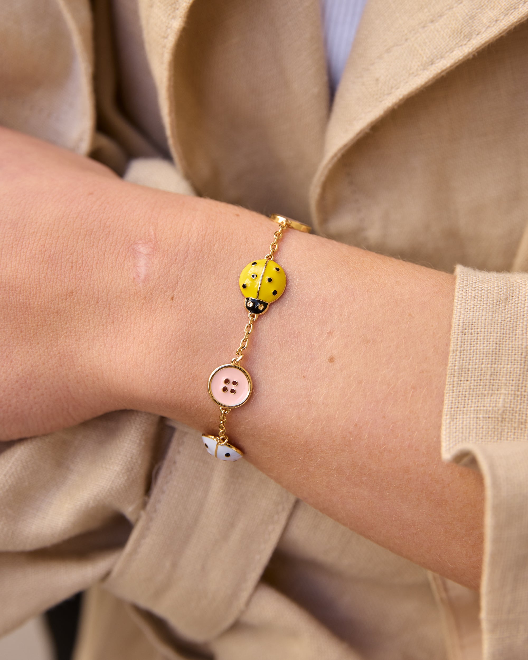 Ladybird & Button Charm Bracelet