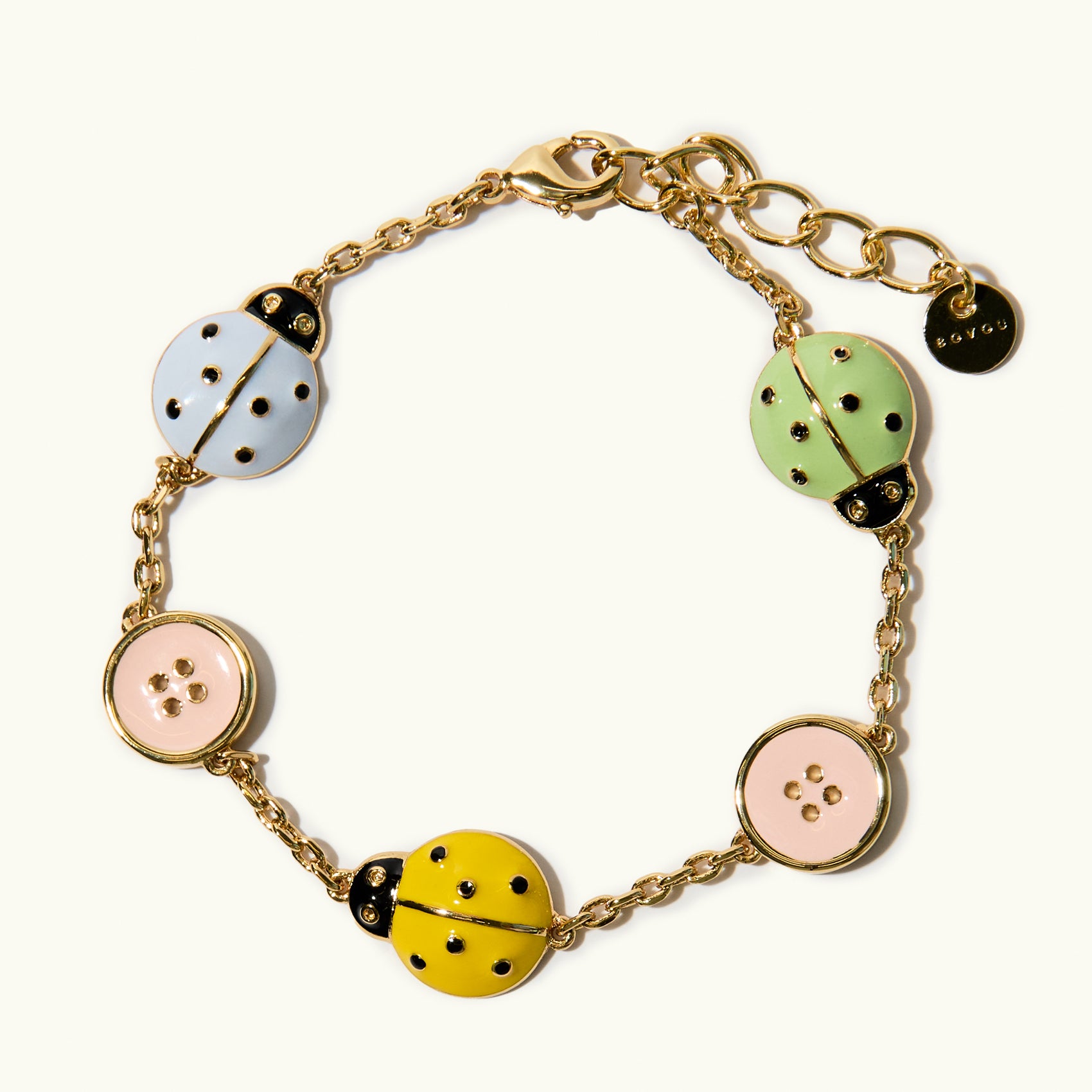 Ladybird & Button Charm Bracelet